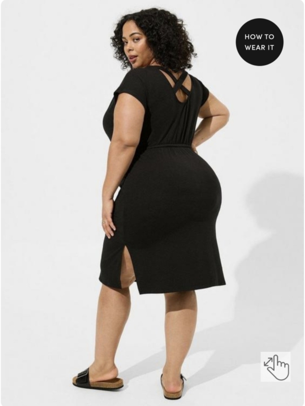 Torrid Midi Jersey Cross Back Slit Dress- Black - Picture 2 of 10